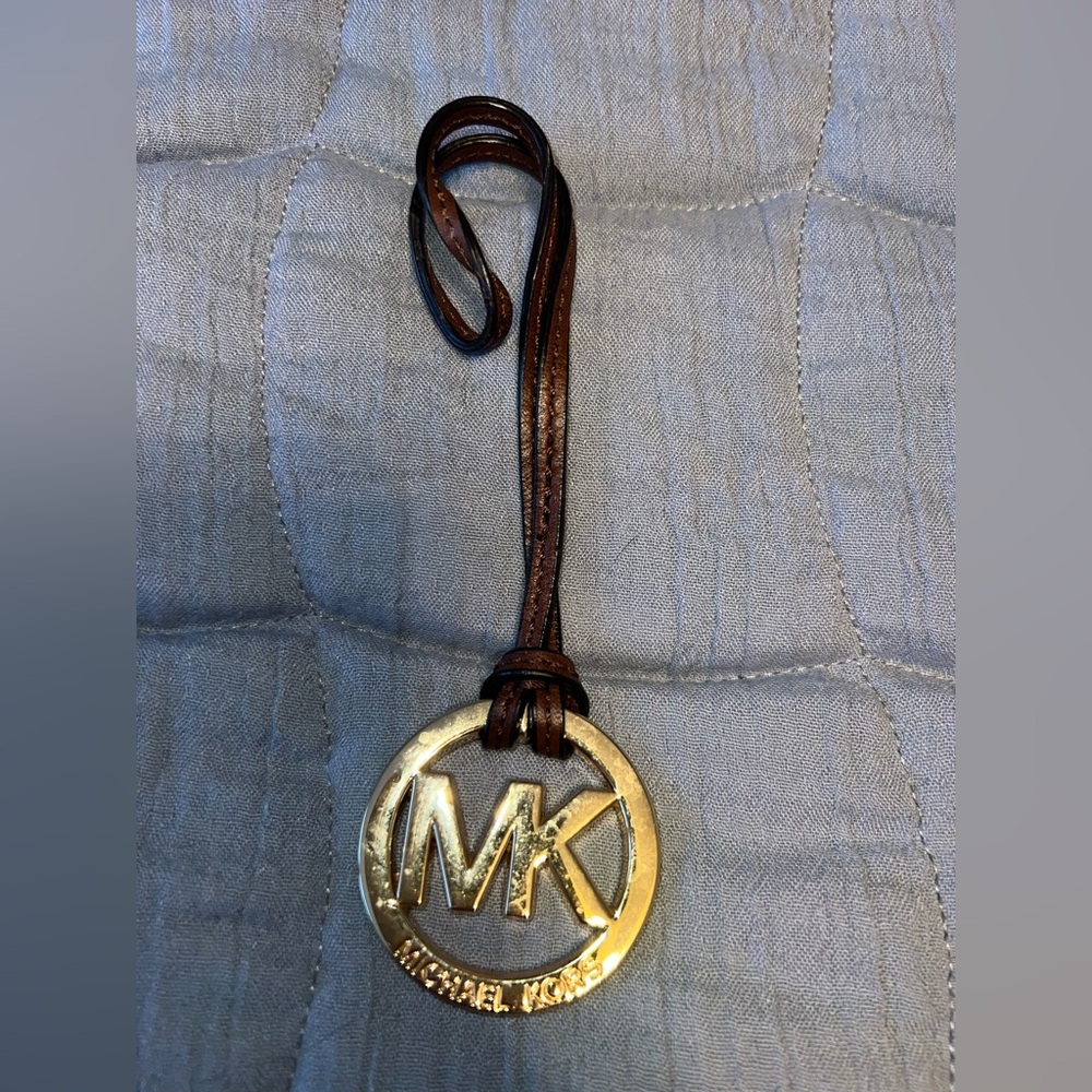 Michael Kors Gold Pendant with Brown Leather Strap